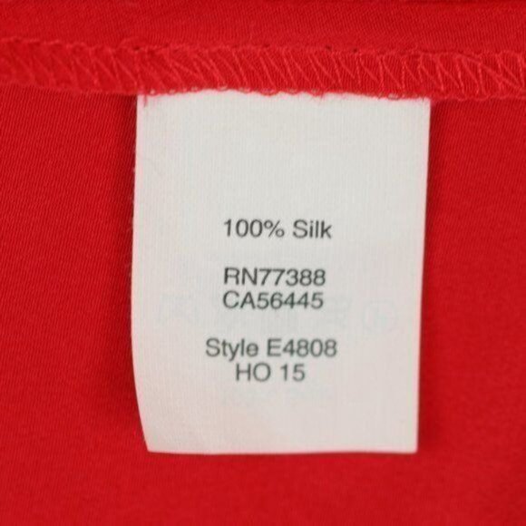 Madewell Retrospect Women's Medium Enamel Red Silk Scoop Neck 3/4 Sleeve Blouse - Picture 8 of 9